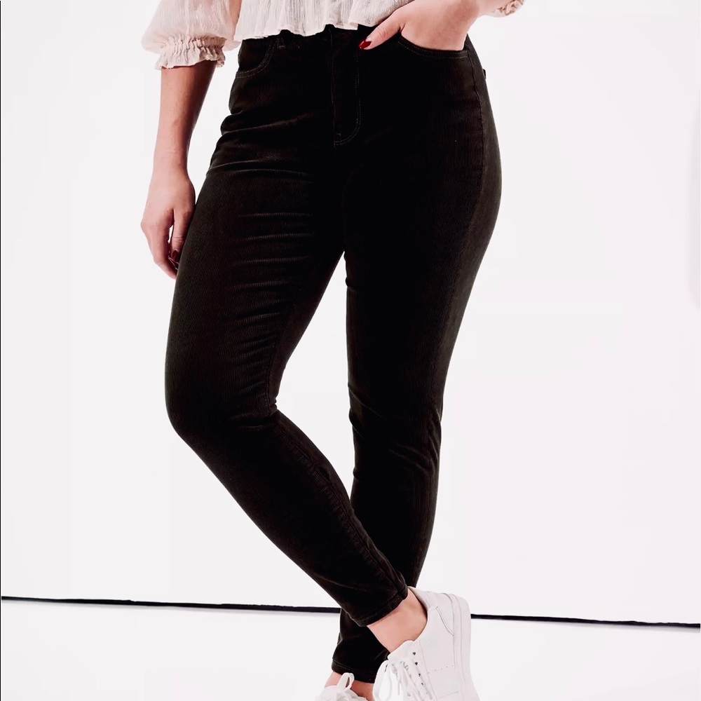 AE Corduroy Jeggings High Waisted Black Size 2 Long